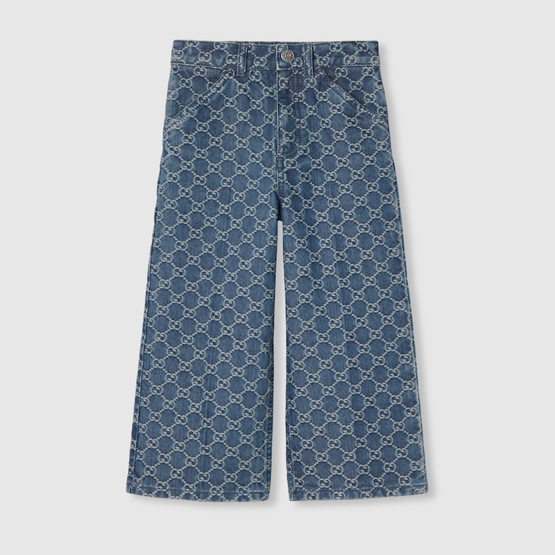 Gucci Kids' Gg Denim Pants In Blue