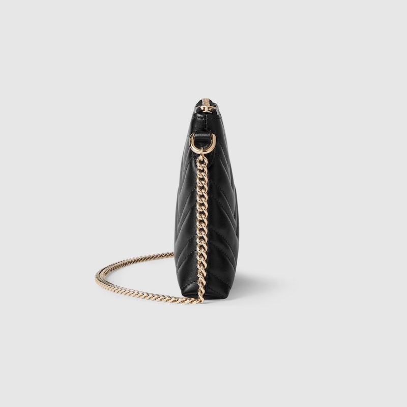 GG Marmont Pochette With Chain Black Cowhide 255061