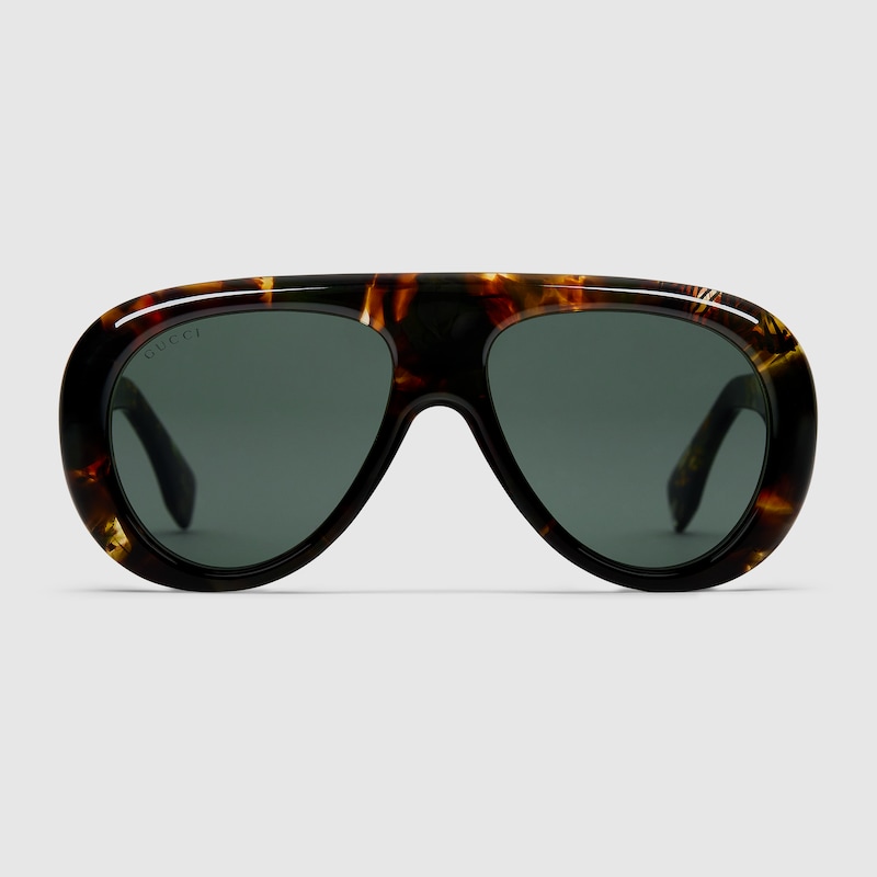 Gucci Aviator Frame Sunglasses In Brown