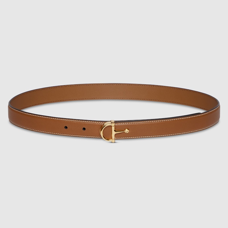 Gucci Thin Belt With Half-horsebit Buckle In Brown