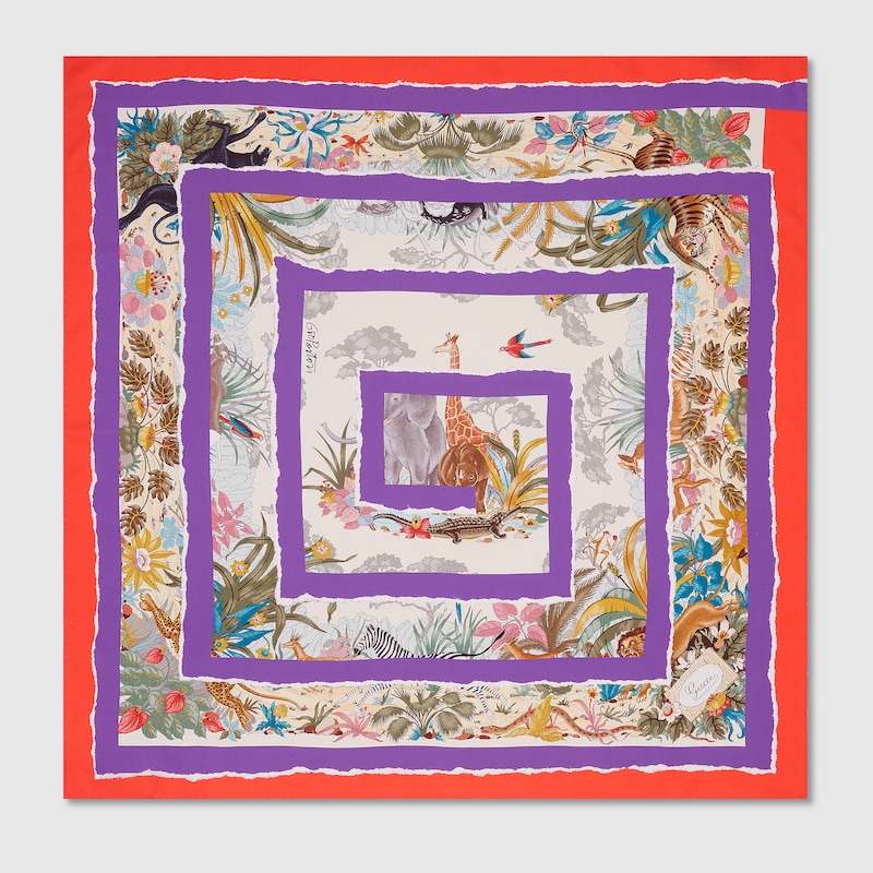 Gucci 90 X 90 Project Printed Silk Carré In Multicolor