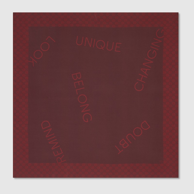 Shop Gucci 90 X 90 Project Printed Silk Carré In Bordeaux