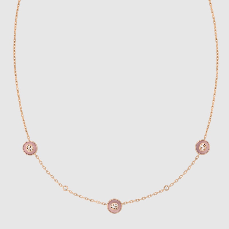 Gucci Interlocking 18k Chain Necklace In Rose Gold