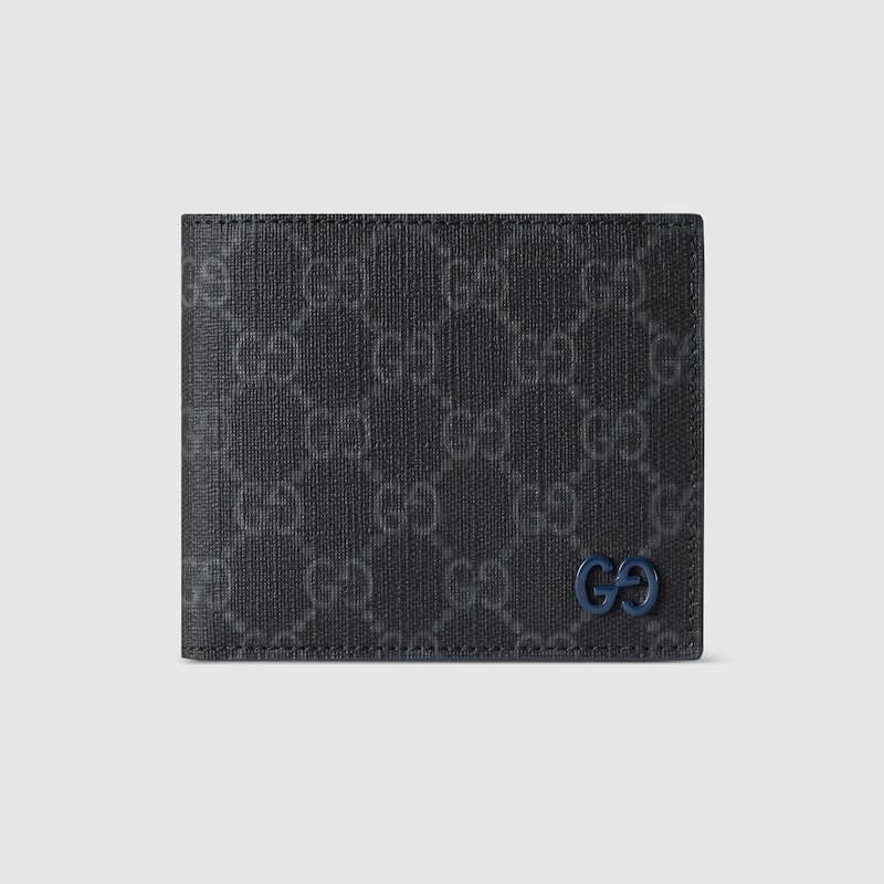 Gucci Blue Interior Gg Bi-fold Wallet In Black
