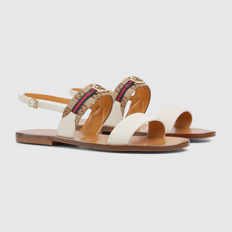 832447 AAEYQ 9041 002 100 0000 Light Sandalo donna con Incrocio GG e motivo Web