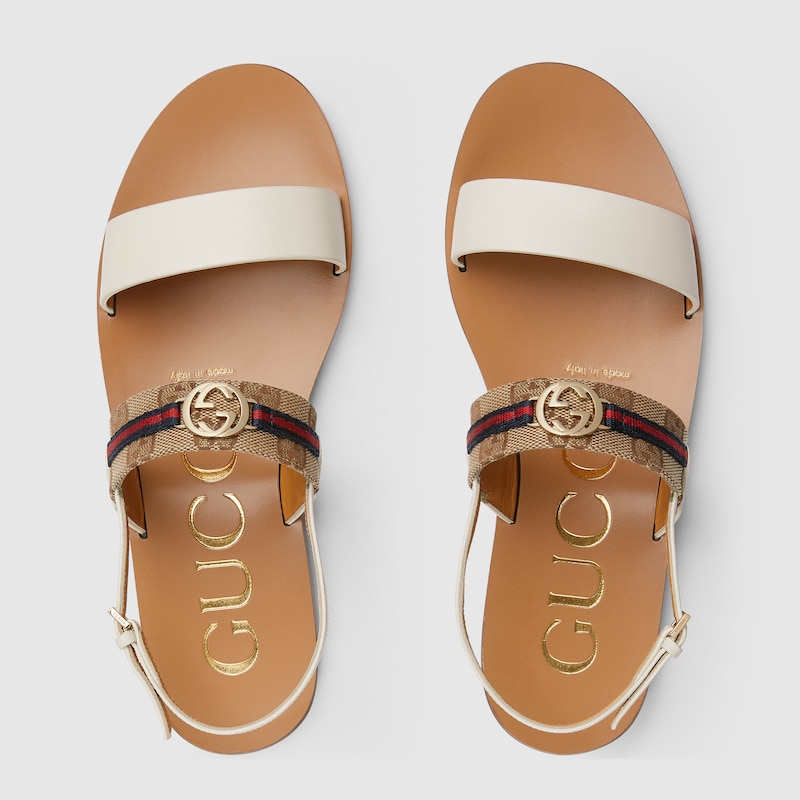 Women's sandal with Interlocking G and Web