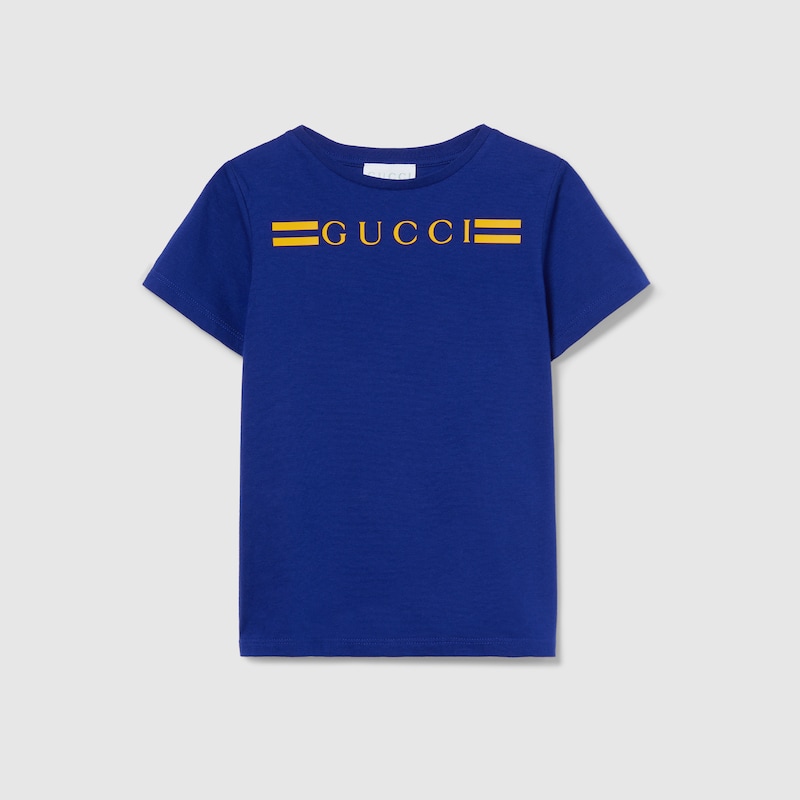 Gucci Cotton T-shirt With Print In Blue