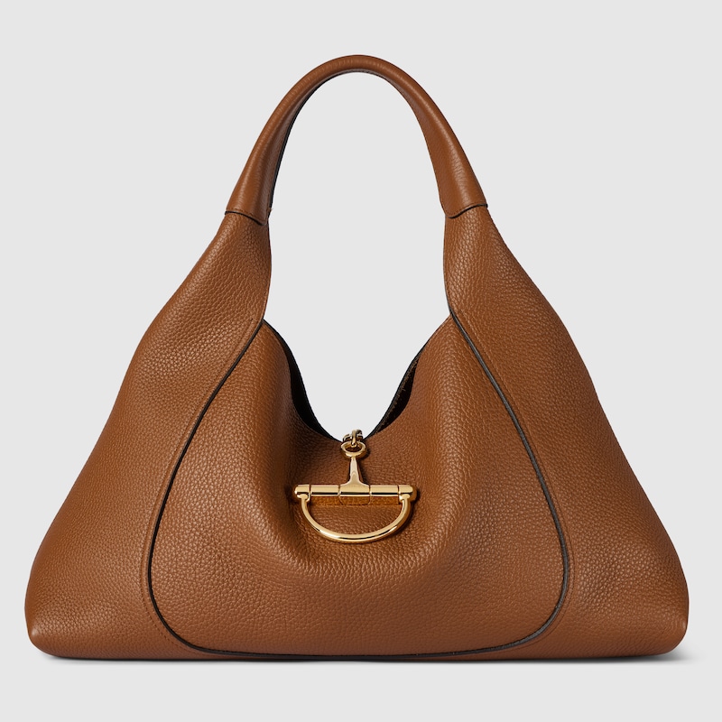 Gucci Softbit Large Shoulder Bag In Brown