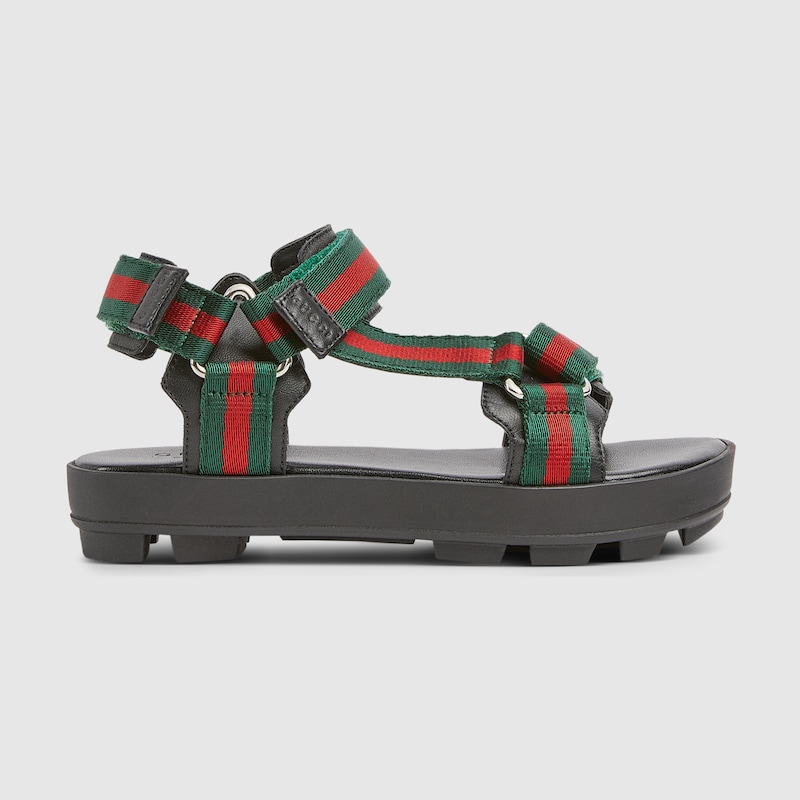 Gucci Sandal With Web In Black