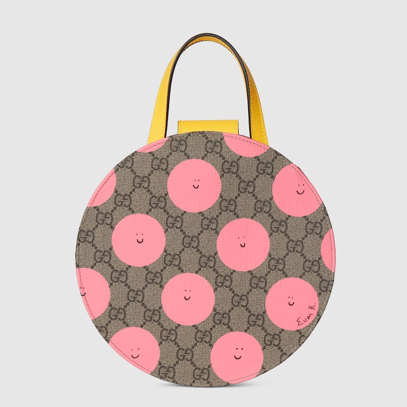 Gucci Printed Gg Top Handle Bag In Sand