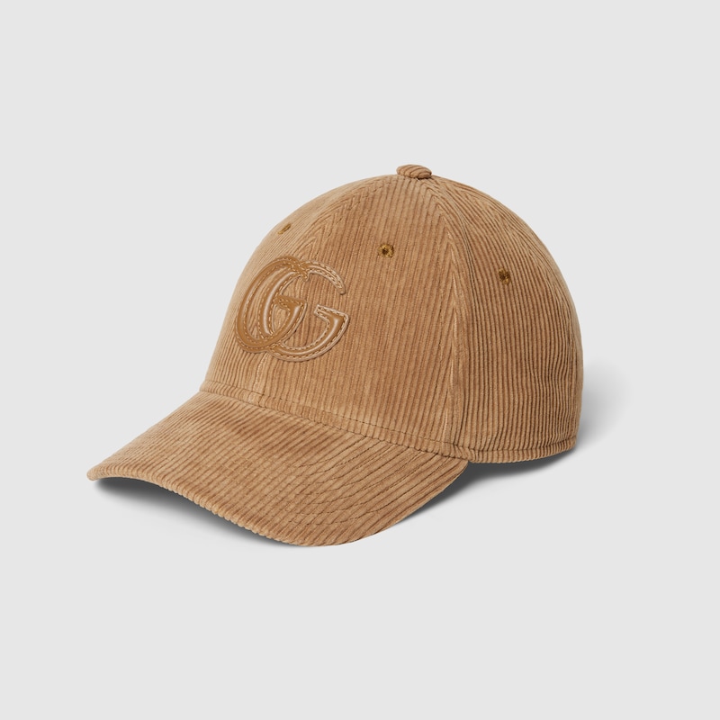 Gucci Velvet Baseball Hat With Embroidery In Brown