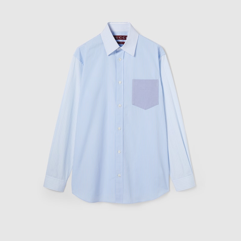 Striped cotton shirt with embossed logo