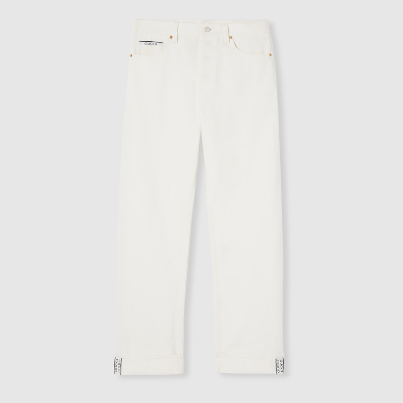 Gucci Tapered Fit Denim Pants In White