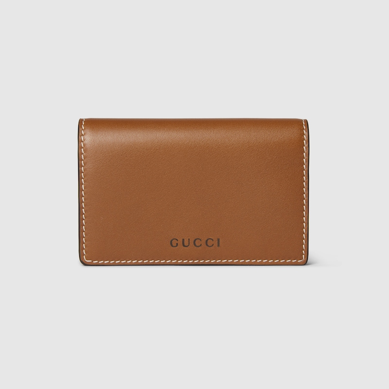 Gucci Gg Emblem Card Case In Brown
