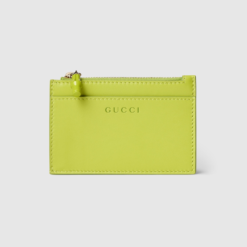 Gucci Card Case With Bamboo In Green