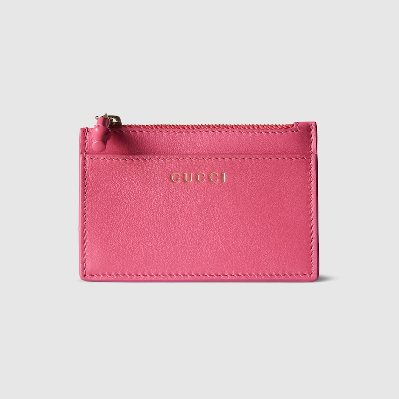 Gucci Card Case With Bamboo In Pink