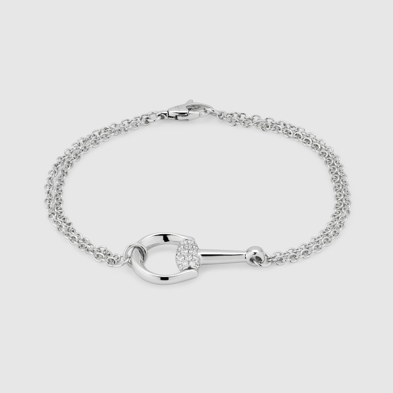 Gucci Horsebit 18k Diamond Bracelet In Metallic