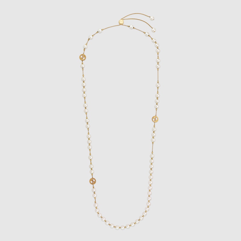 839036 JCF27 8062 002 100 0000 Light Collana lunga Gucci Interlocking con perle