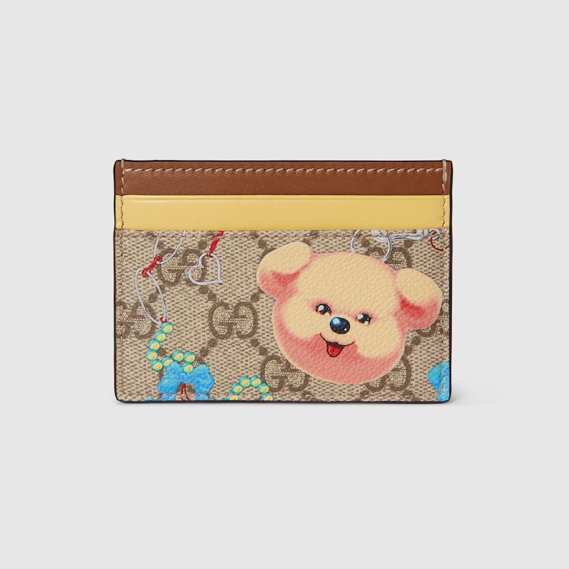 Gucci Card Case With Motif In Beige