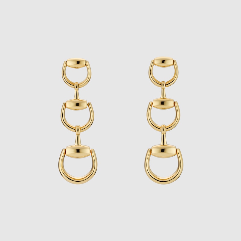 Gucci Horsebit 18k Drop Earrings In Yellow Gold