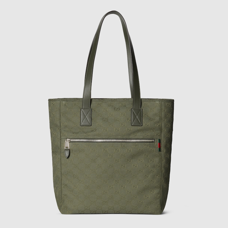 Gucci Gg Canvas Medium Tote Bag In Green