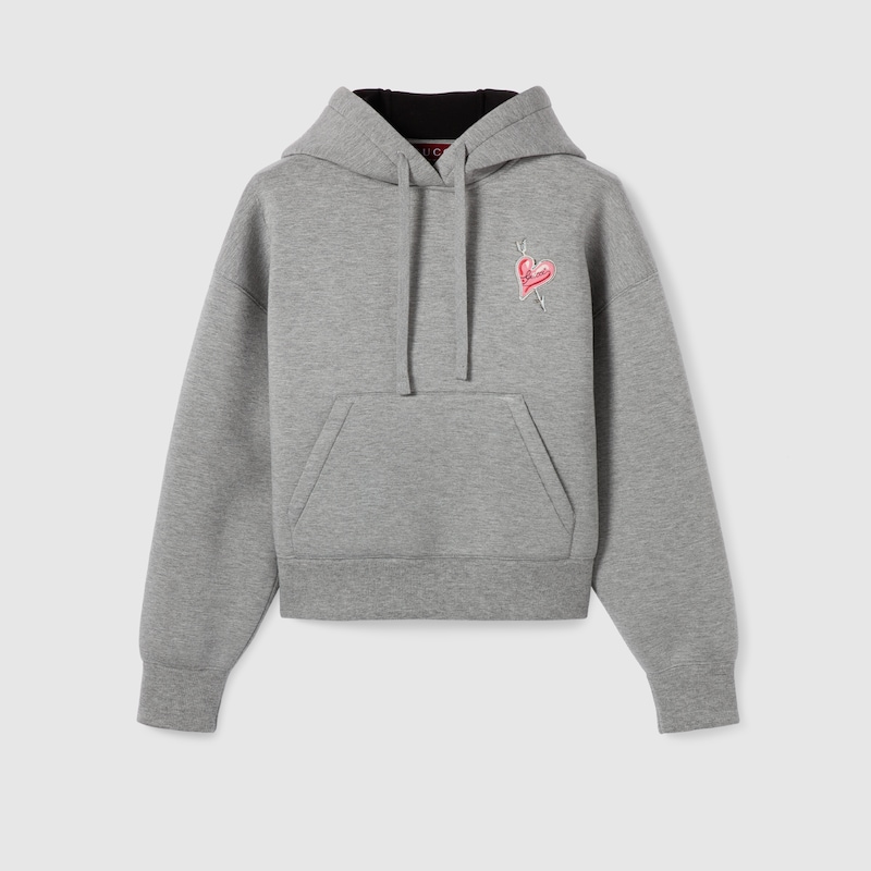 Gucci Jersey Hooded Sweatshirt With Print In Grey