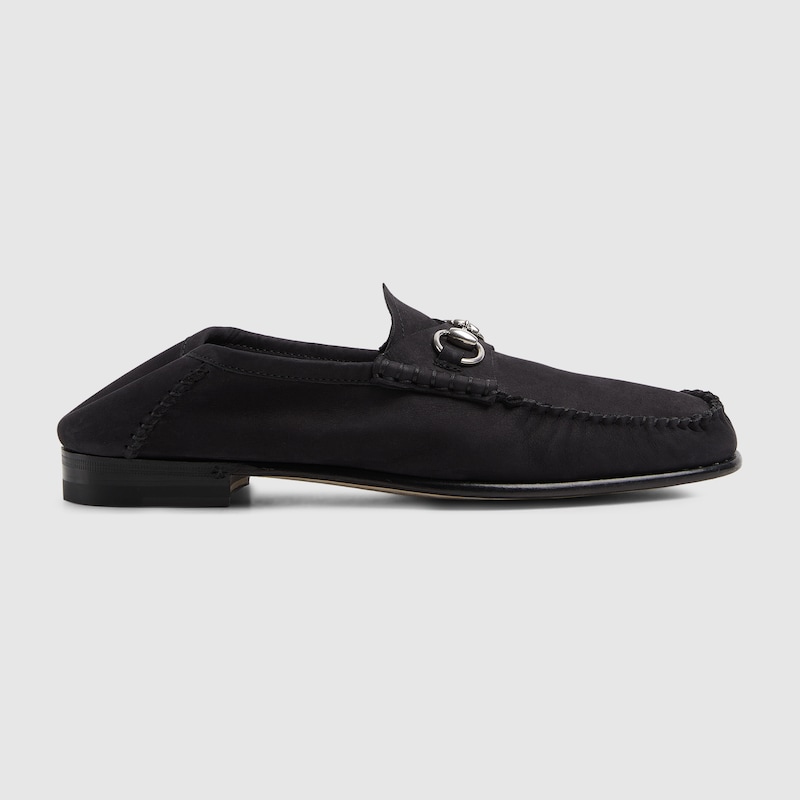Gucci Gigi Horsebit 1953 Suede Mocassin Loafers In Black