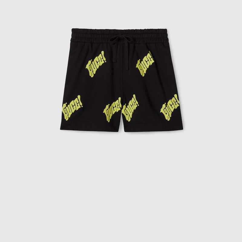 Gucci Embroidered Cotton Jersey Shorts In Black