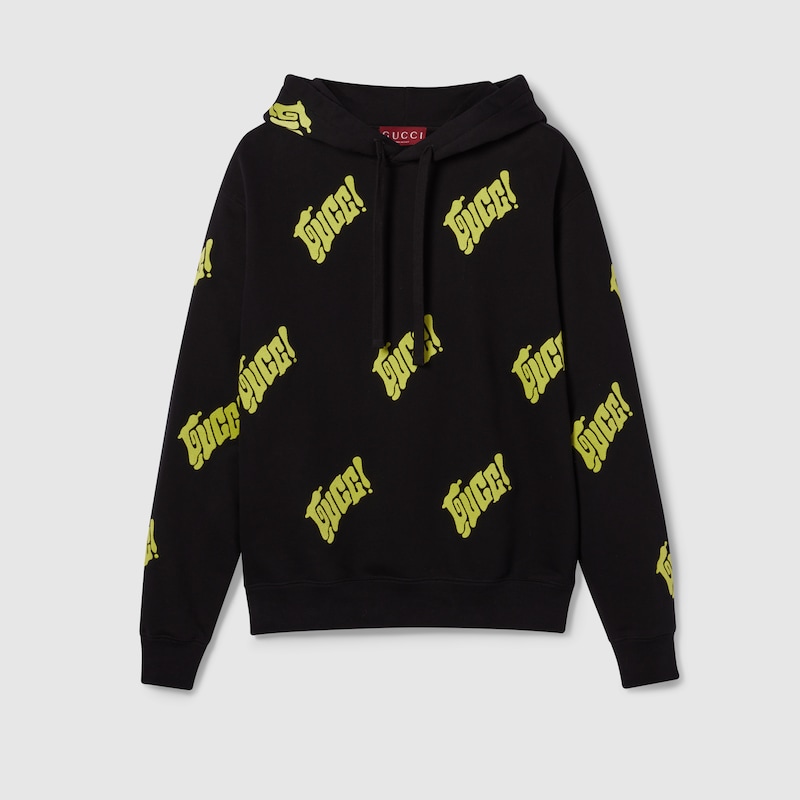 Gucci Embroidered Cotton Jersey Sweatshirt In Black