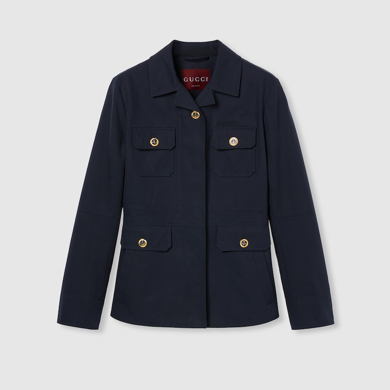 Cotton canvas jacket with embroidery
