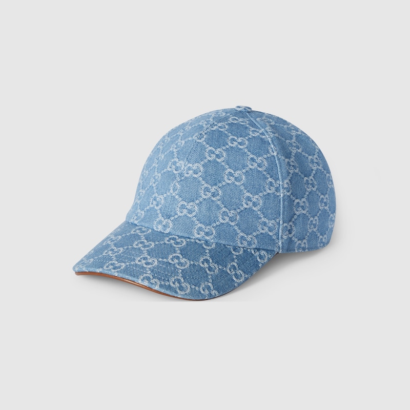 Gucci Gg Denim Baseball Hat With Horsebit