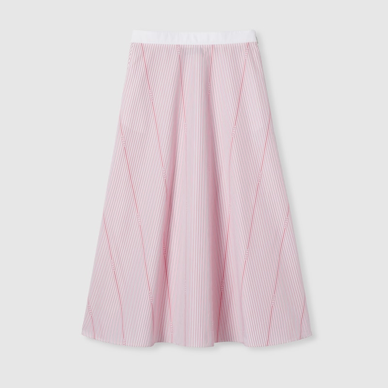 Gucci Striped Fil Coupé Cotton Midi Skirt In Pink