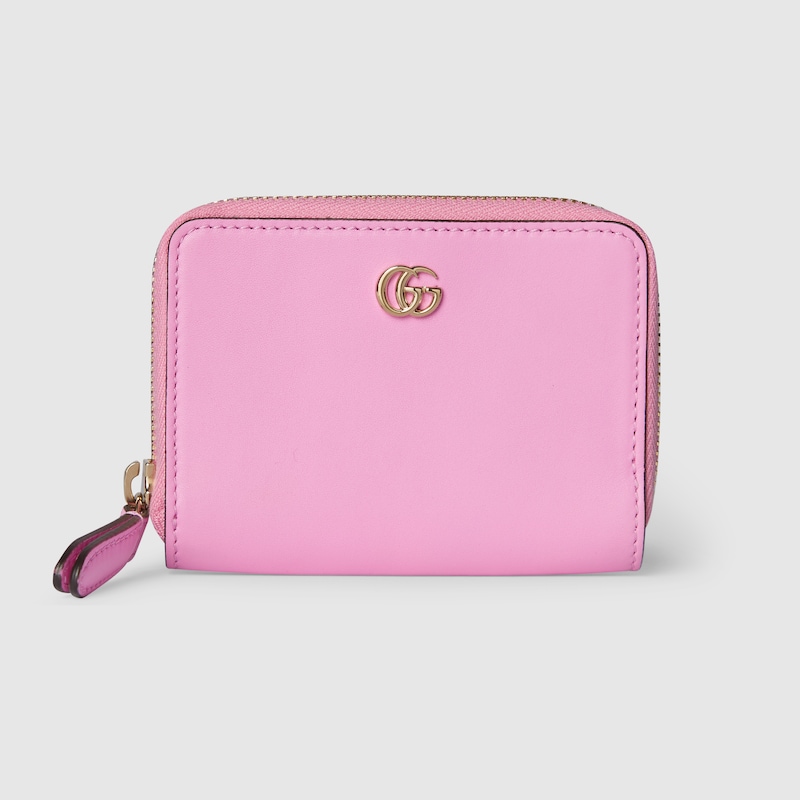 Gucci Gg Marmont Mini Zip Wallet With Flora