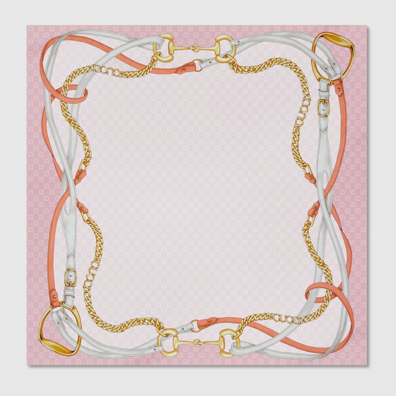 Gucci Printed Gg Silk Jacquard Carré