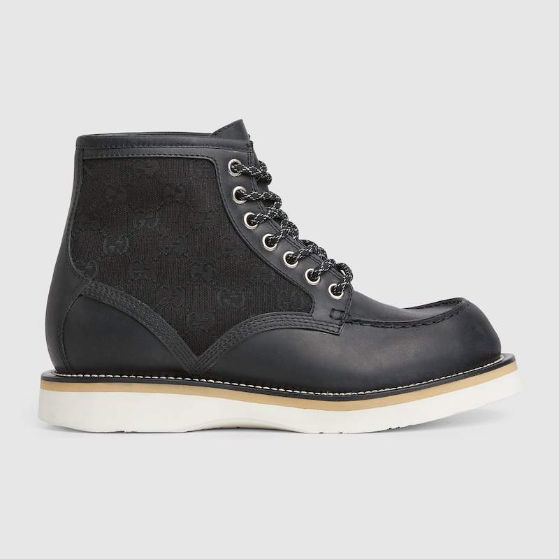 Gucci Men's Lace-up Ankle Boot In Black