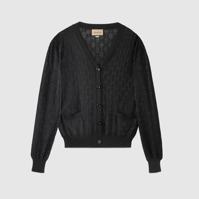Gucci Fine Wool GG Crystal Cardigan | Thumbnail 2