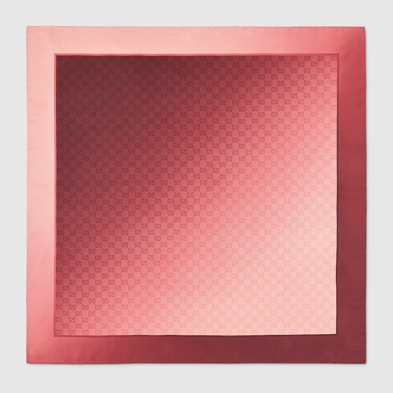 Gucci Printed Silk Twill Carré In Red