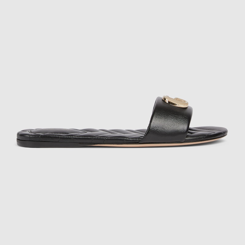 Gucci Women's Slide Sandal With Doube G In Black