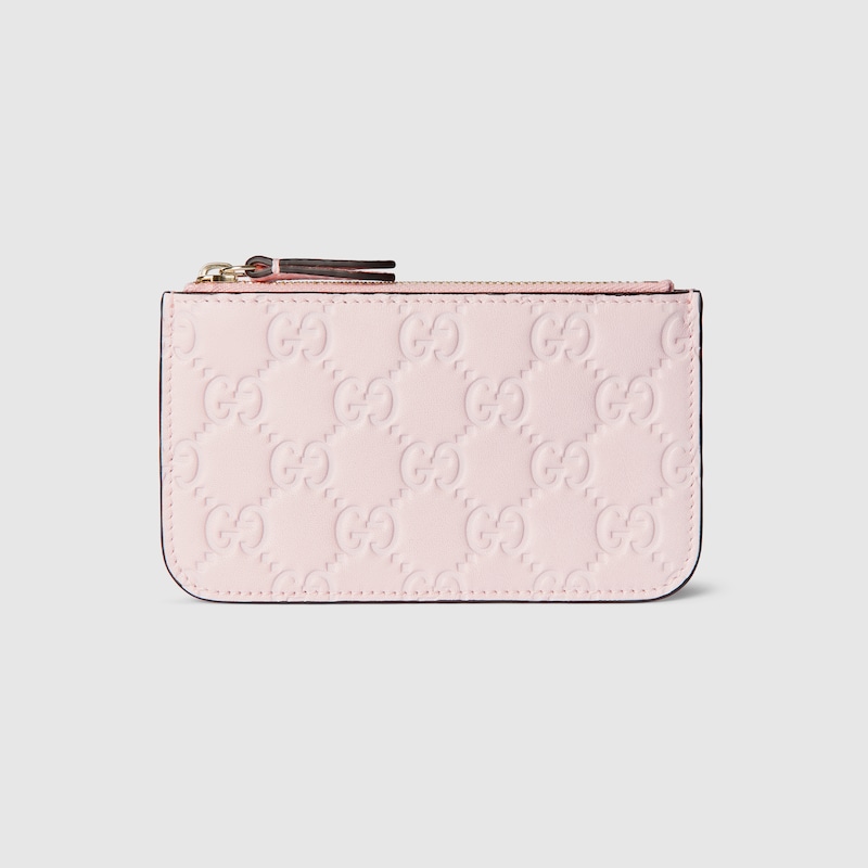 Gucci Gg Emblem Key Pouch In Pink