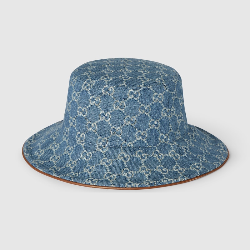 Gucci Gg Denim Bucket Hat With Horsebit