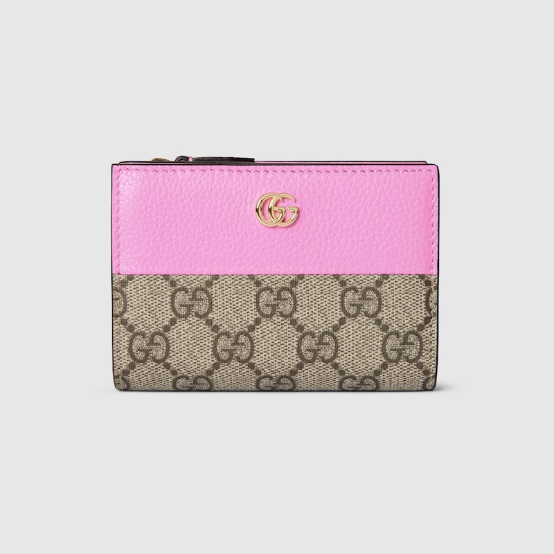 Gucci Bi-color Gg Marmont Small Wallet In Pink