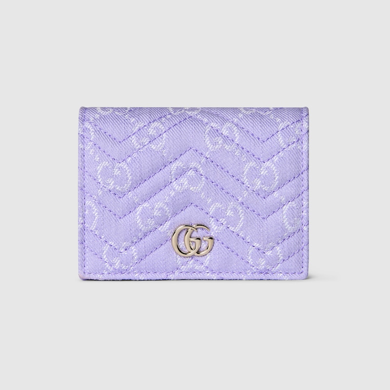 Gucci Gg Marmont Denim Wallet In Purple