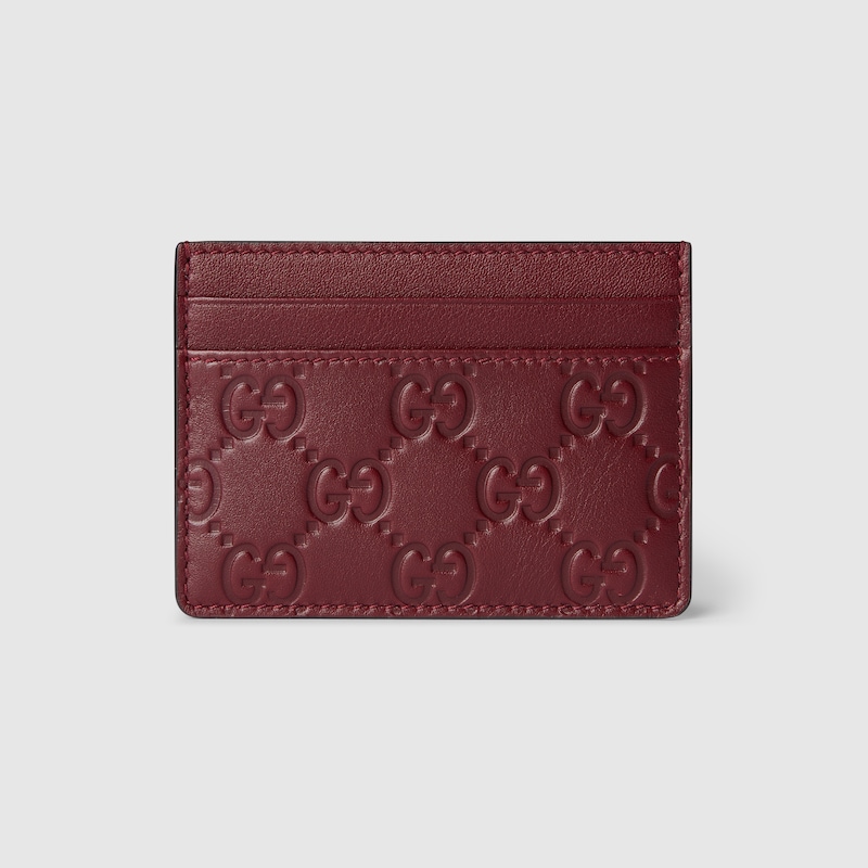Gucci Gg Emblem Card Case In Burgundy