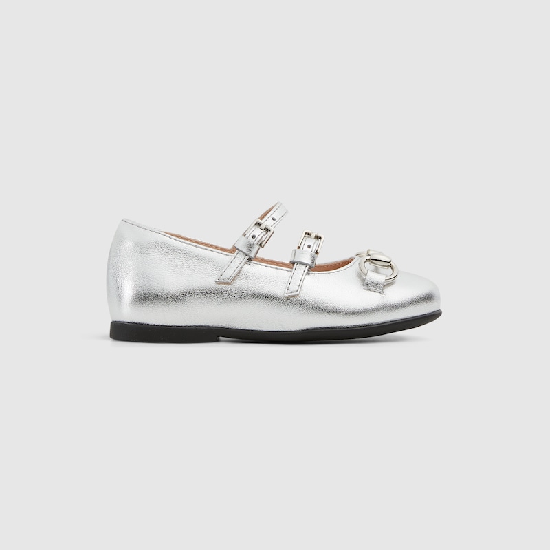 Gucci Ballet Flat With Horsebit In Silver