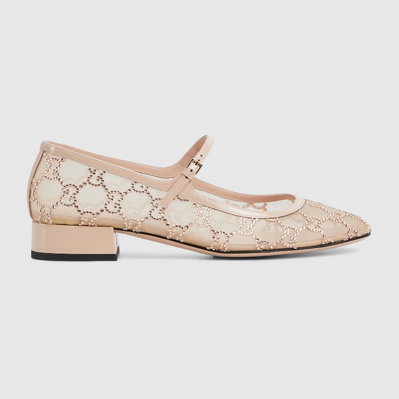 Gucci Women's Gg Crystal Ballet Flat In Pink