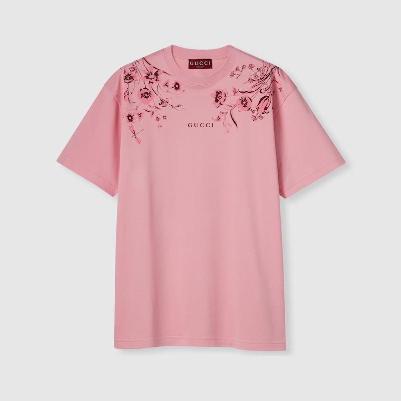 Gucci Soft Cotton Jersey T-shirt With Print In Pink