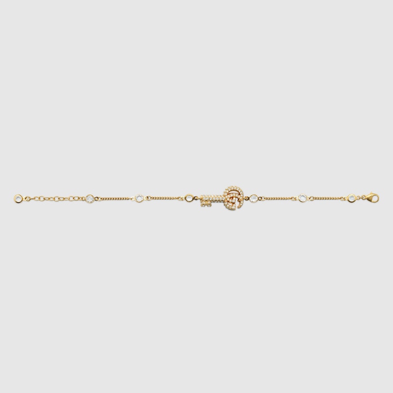 Double G key bracelet with crystals