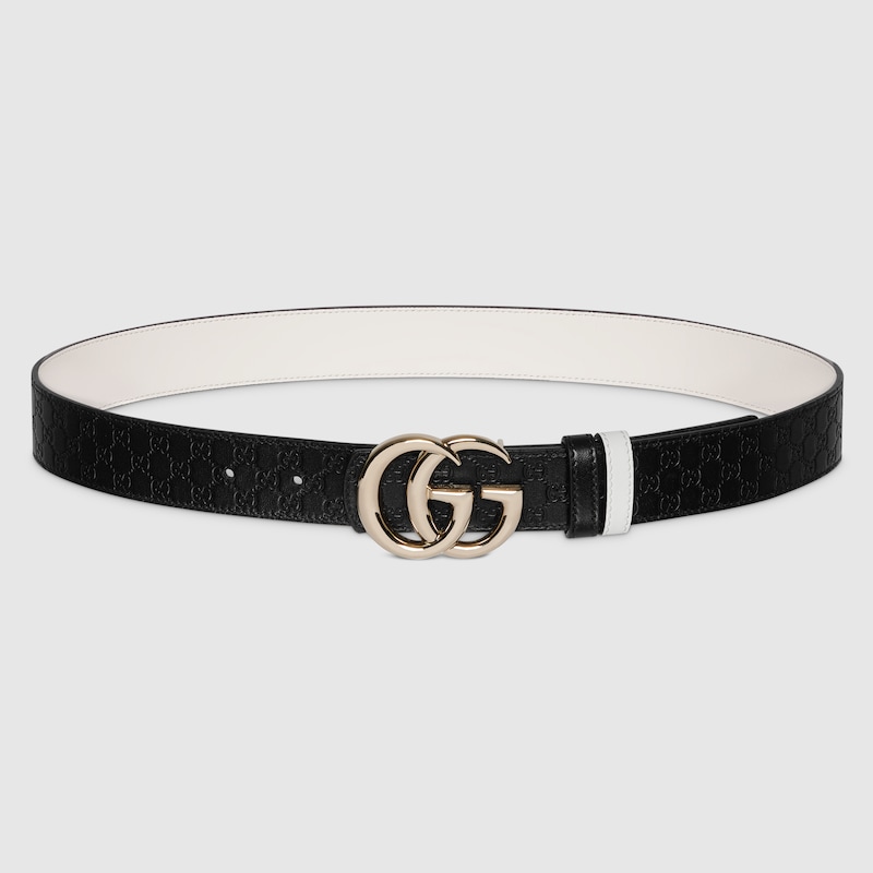 Gucci Reversible Gg Marmont Belt In Black