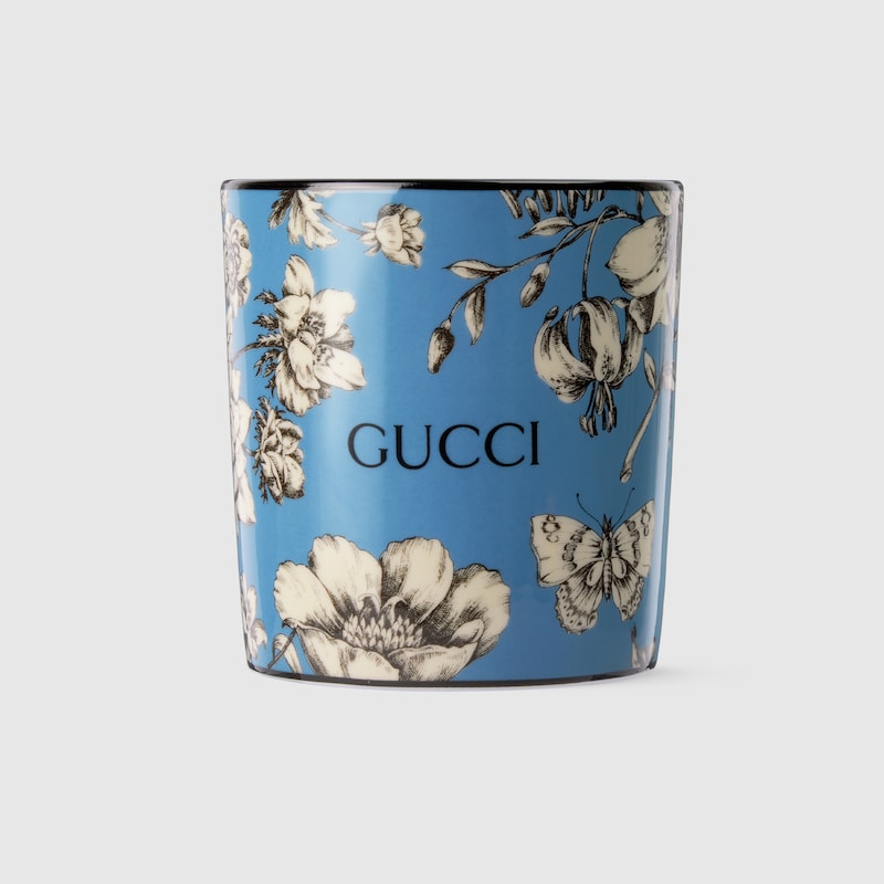 Gucci Flora Sketch Print Candle In Blue