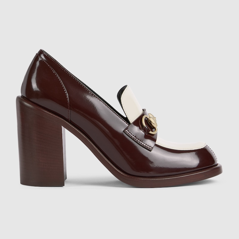 Gucci Two-tone Loafer With Heel And Horsebit Women In Brown